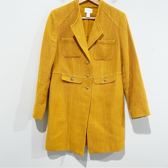 CHICO’S Modern Textured Topper Jacket Long Sleeve Yellow Gold Size 0 US 4 Small - Picture 1 of 12